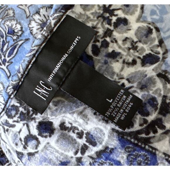 INC Womens Size Large Sheer Embellished V Neck Tribal Boho Cold Shoulder Shirt - Picture 7 of 7